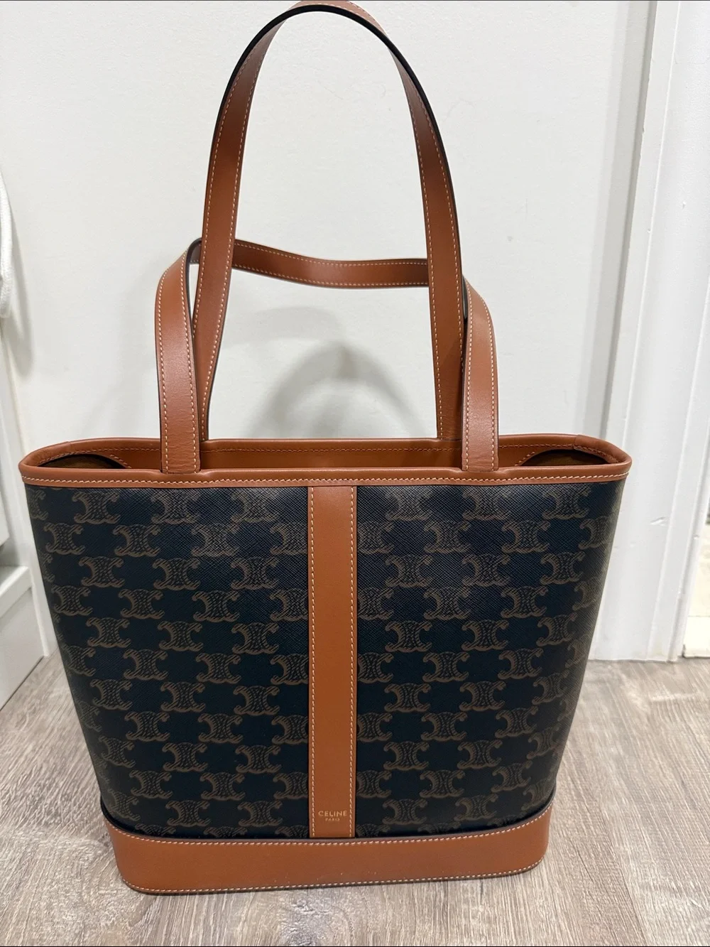 Celine Small Cabas Triomphe Canvas&Calfskin